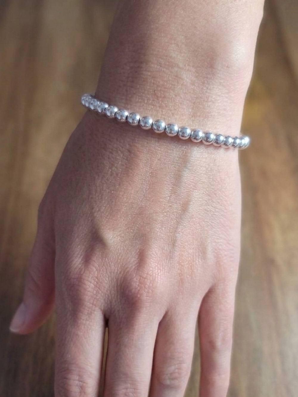925 Minimalist Silver Beaded Bracelet - Elegant Women Jewelry 18 cm